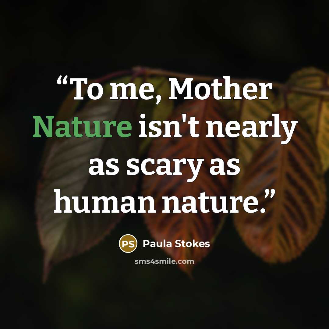 “To me, Mother Nature isn't nearly as scary as human nature.” quote by Paula Stokes