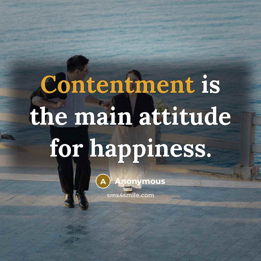 “Contentment is the main attitude for happiness.” quote by Anonymous