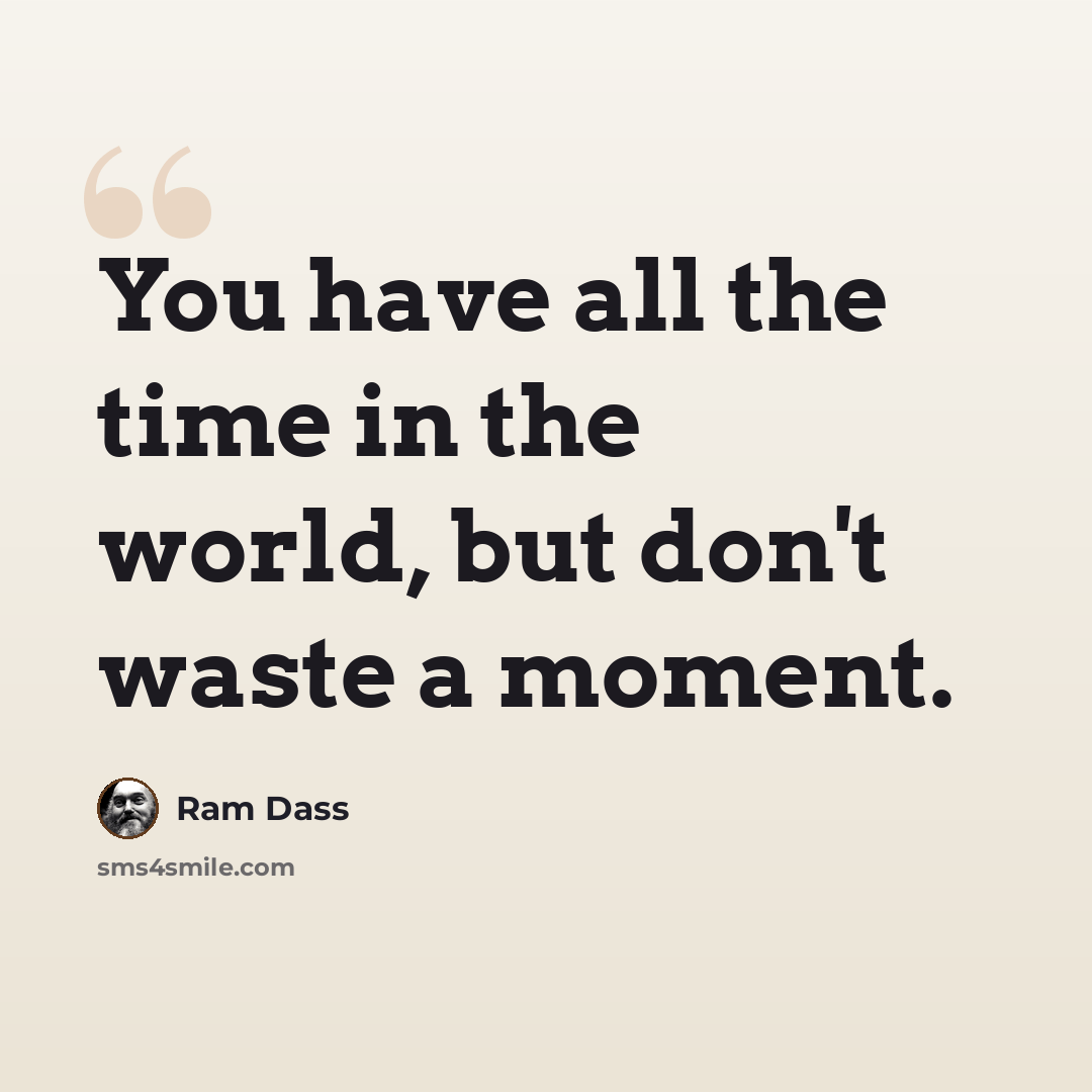 “You have all the time in the world, but don't waste a moment.” quote by Ram Dass