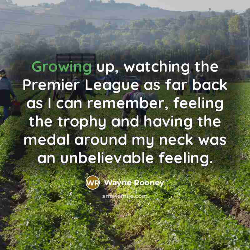 “Growing up, watching the Premier League as far back as I can remember, feeling the trophy and having the medal around my neck was an unbelievable feeling.” quote by Wayne Rooney