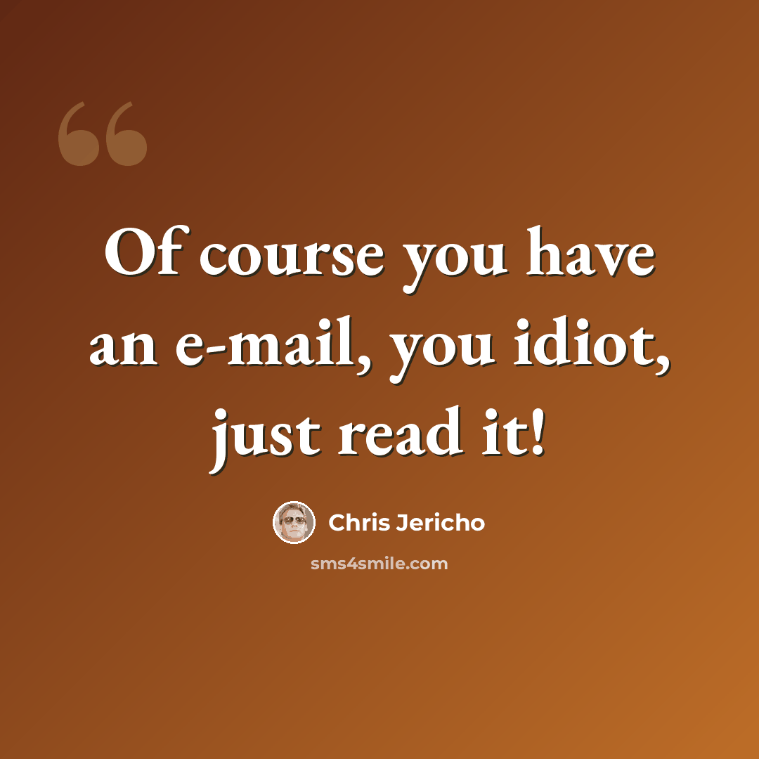 “Of course you have an e-mail, you idiot, just read it!” quote by Chris Jericho