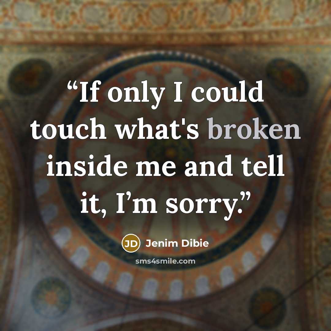 “If only I could touch what's broken inside me and tell it, I’m sorry.” quote by jenim dibie