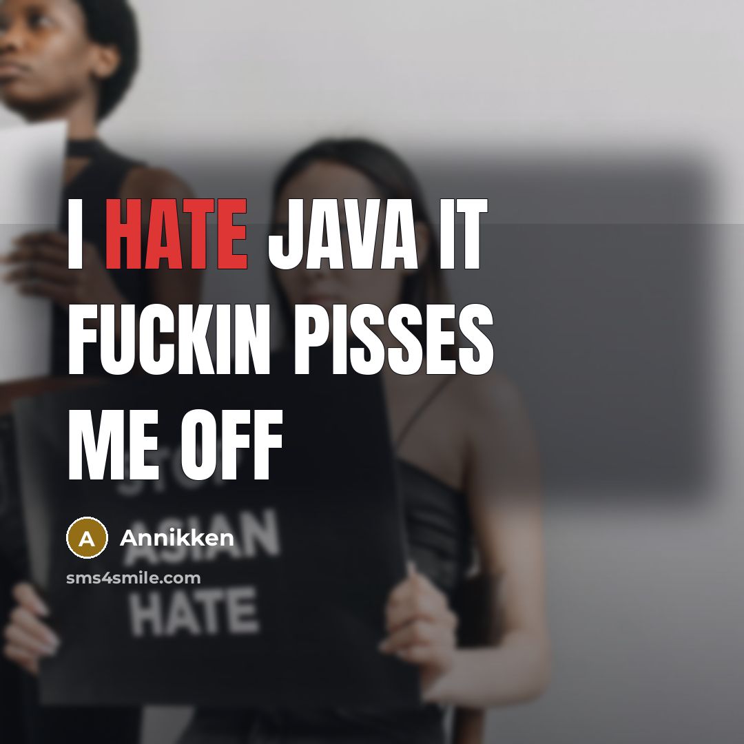 “I hate java it fuckin pisses me off” quote by Annikken