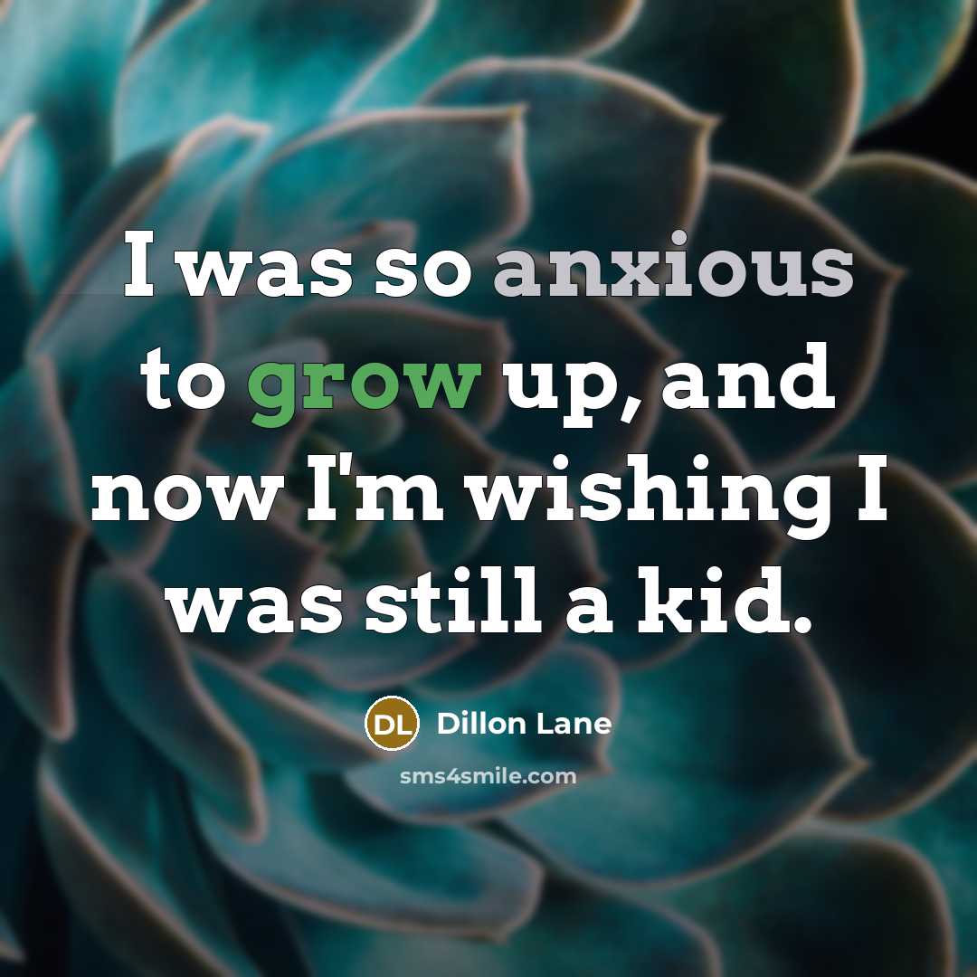 “I was so anxious to grow up, and now I'm wishing I was still a kid.” quote by Dillon Lane