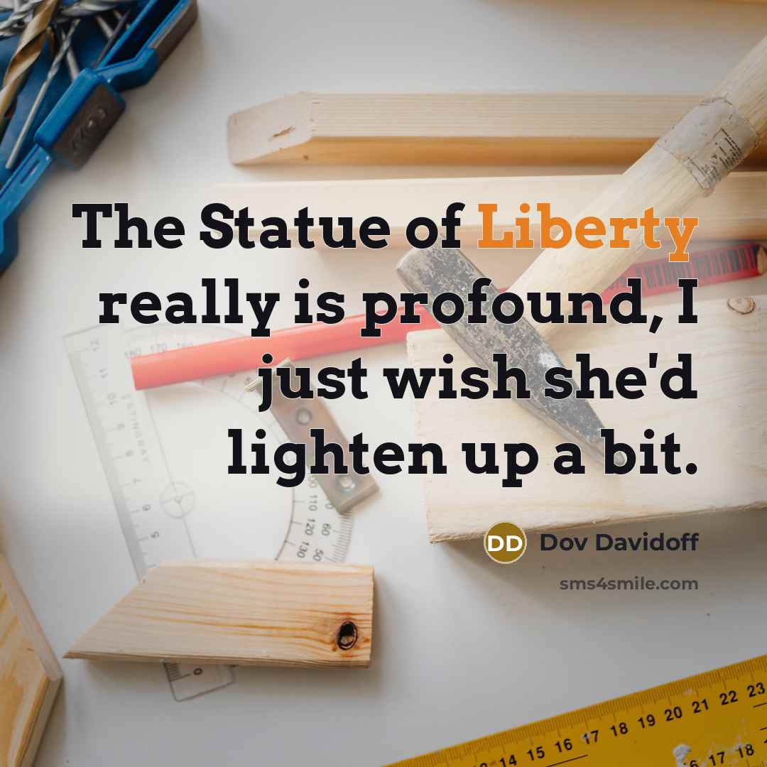 “The Statue of Liberty really is profound, I just wish she'd lighten up a bit.” quote by Dov Davidoff