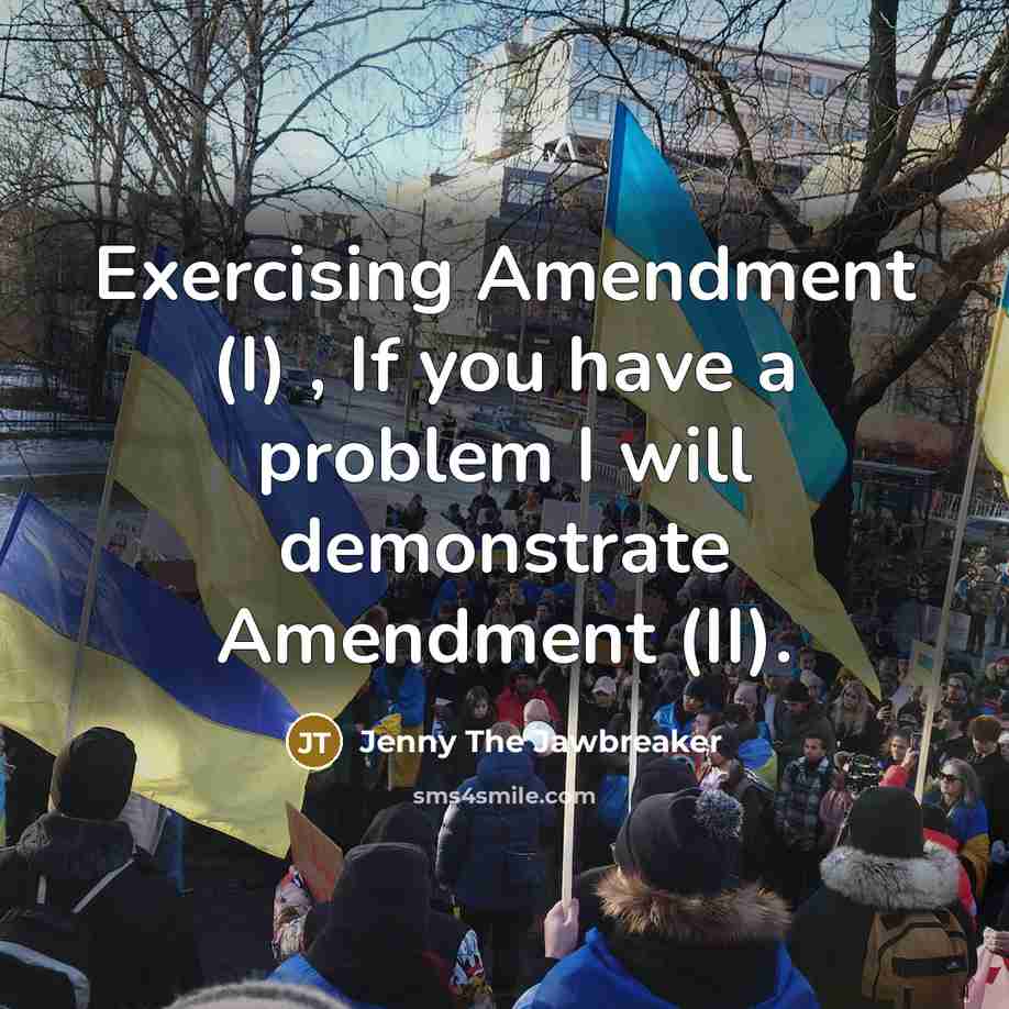 “Exercising Amendment (I) , If you have a problem I will demonstrate Amendment (II).” quote by Jenny The Jawbreaker