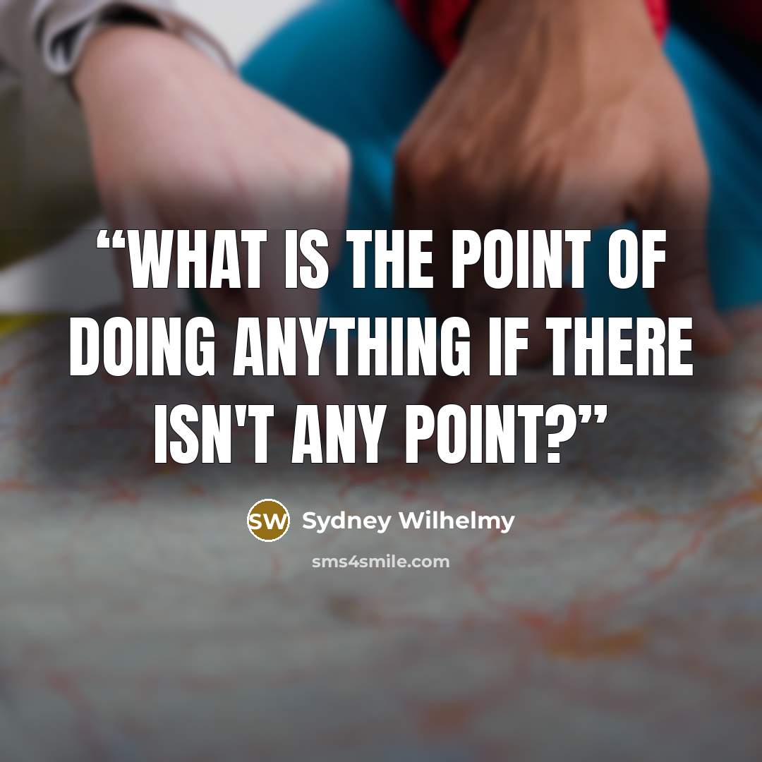 “What is the point of doing anything if there isn't any point?” quote by Sydney Wilhelmy