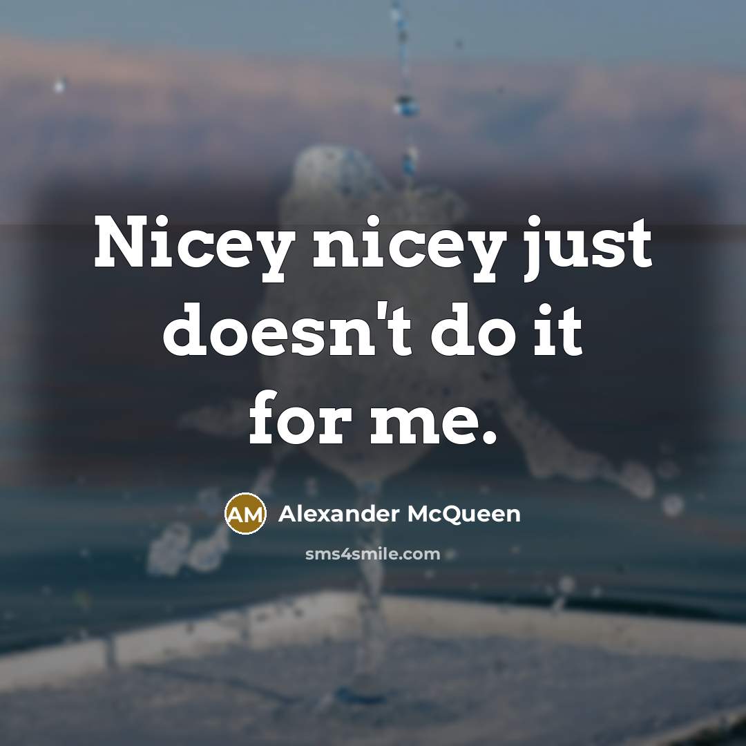 “Nicey nicey just doesn't do it for me.” quote by Alexander McQueen