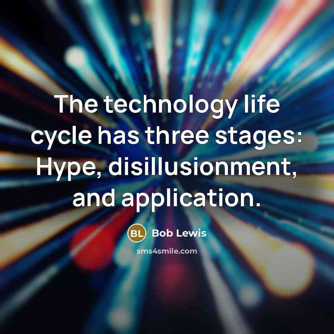 “The technology life cycle has three stages: Hype, disillusionment, and application.” quote by Bob Lewis