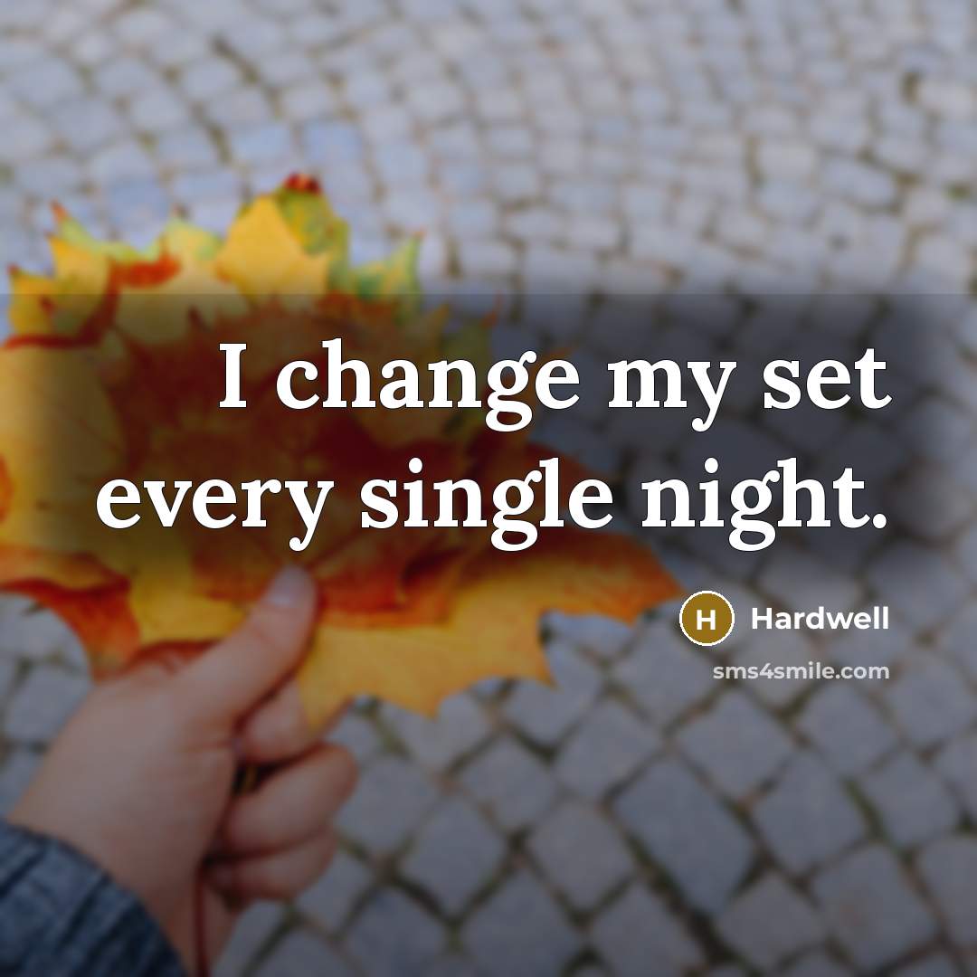“I change my set every single night.” quote by Hardwell