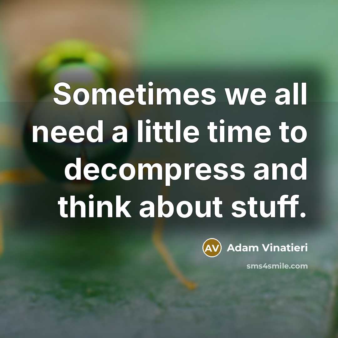 “Sometimes we all need a little time to decompress and think about stuff.” quote by Adam Vinatieri