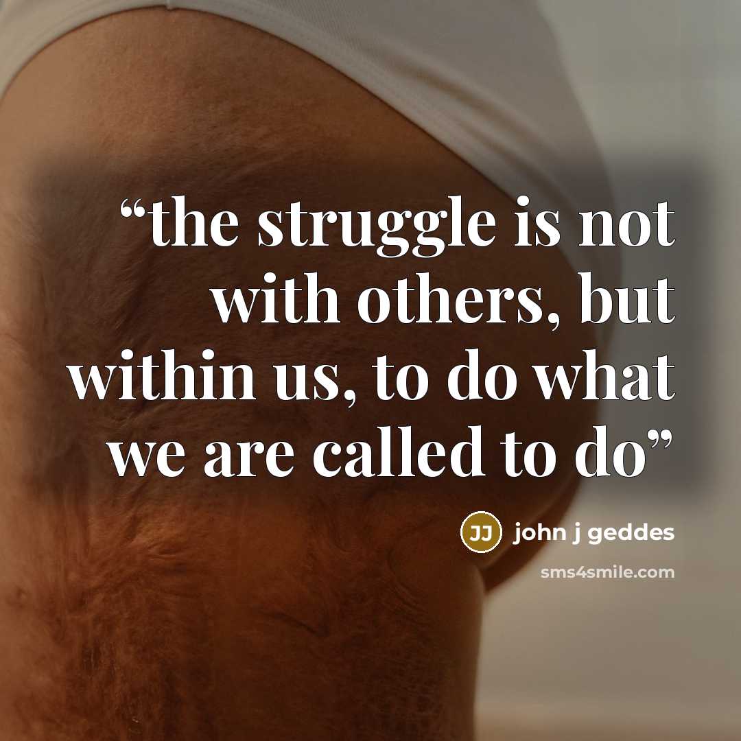 “the struggle is not with others, but within us, to do what we are called to do” quote by john j geddes