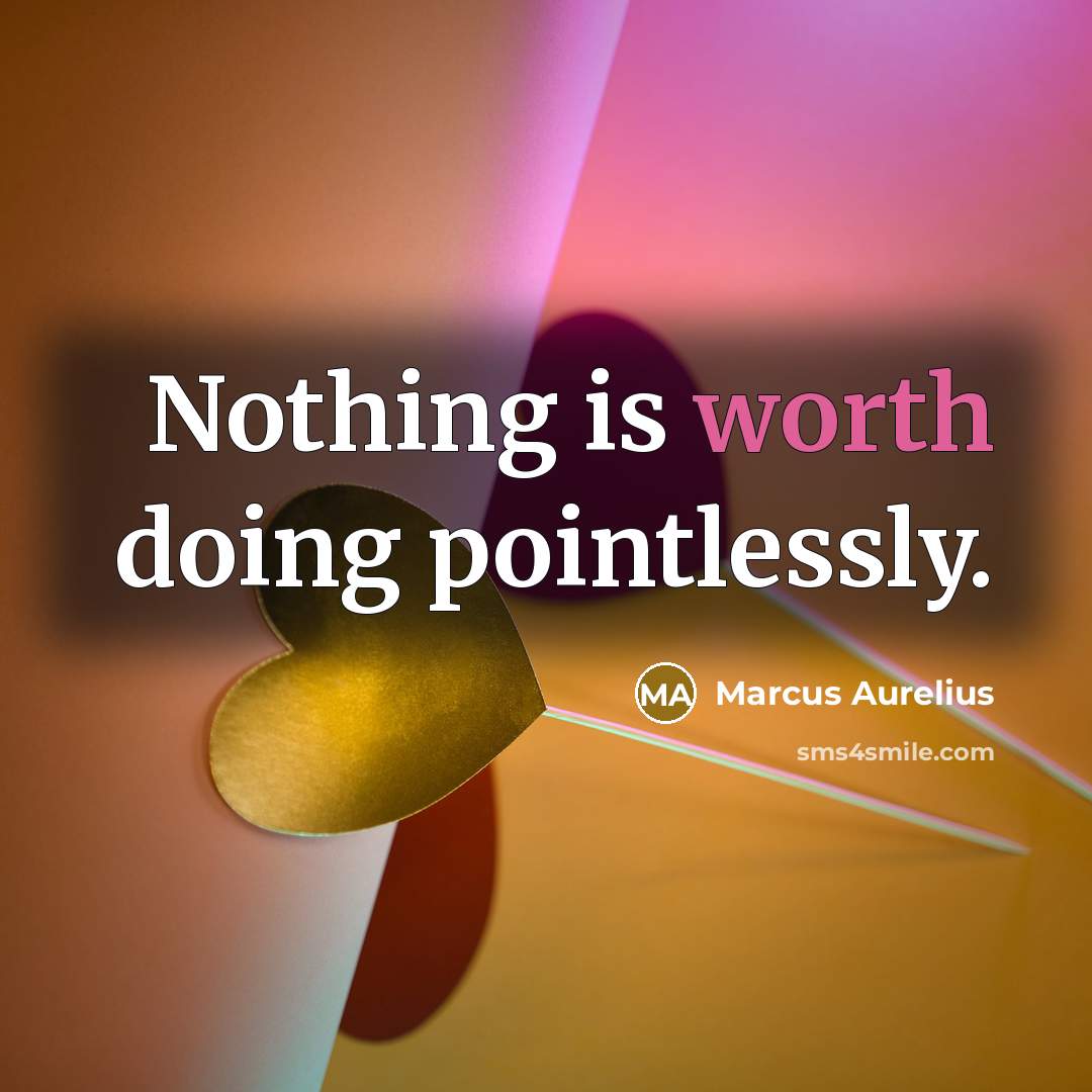 “Nothing is worth doing pointlessly.” quote by Marcus Aurelius