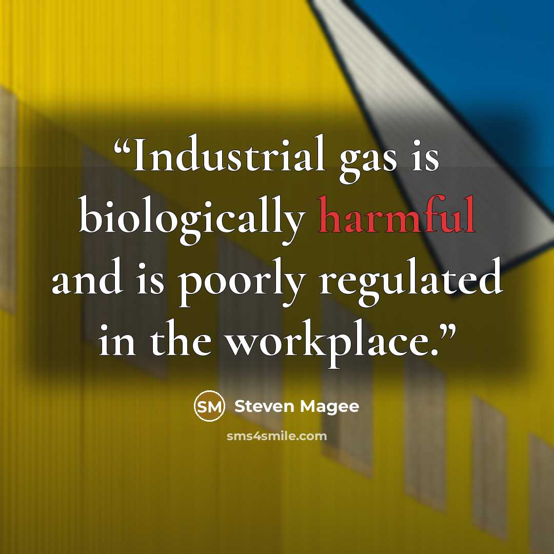 “Industrial gas is biologically harmful and is poorly regulated in the workplace.” quote by Steven Magee