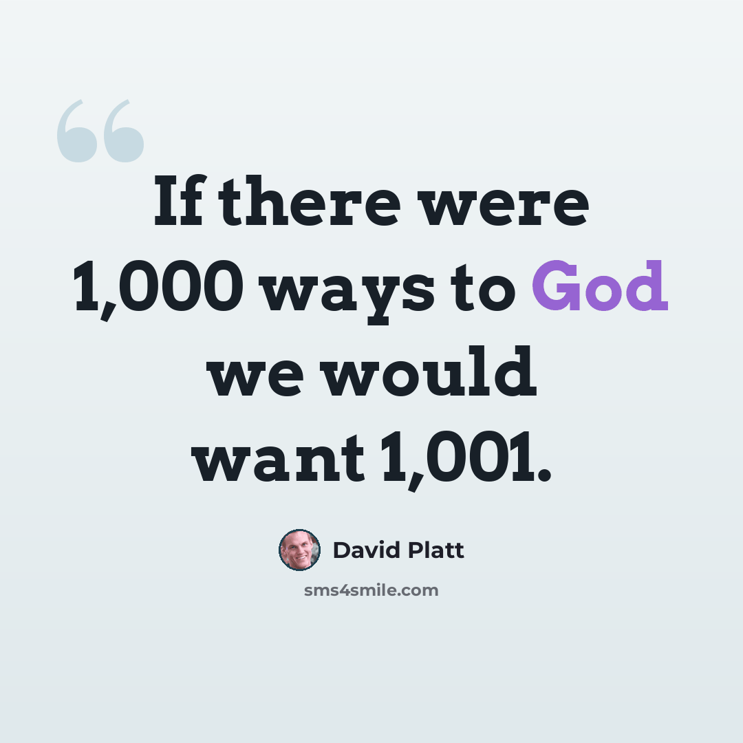 “If there were 1,000 ways to God we would want 1,001.” quote by David Platt