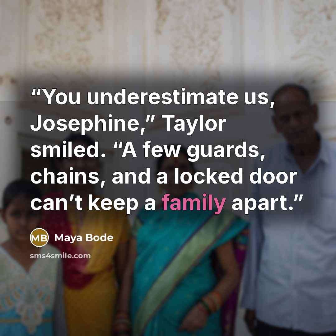 “You underestimate us, Josephine,” Taylor smiled. “A few guards, chains, and a locked door can’t keep a family apart.” quote by Maya Bode