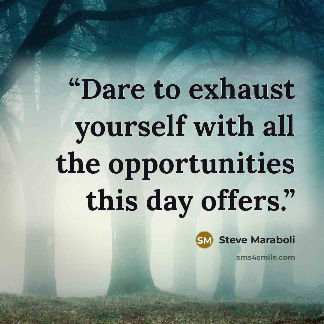 “Dare to exhaust yourself with all the opportunities this day offers.” quote by Steve Maraboli