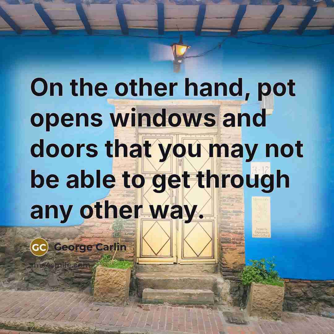 “On the other hand, pot opens windows and doors that you may not be able to get through any other way.” quote by George Carlin