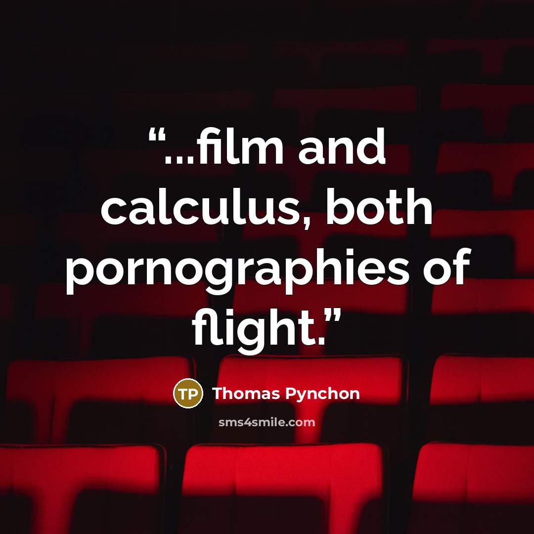 “...film and calculus, both pornographies of flight.” quote by Thomas Pynchon