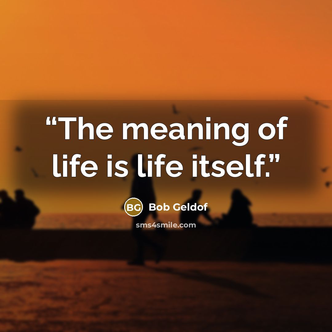 “The meaning of life is life itself.” quote by Bob Geldof
