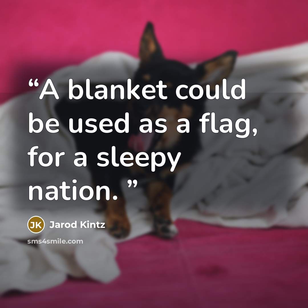 “A blanket could be used as a flag, for a sleepy nation.” quote by Jarod Kintz