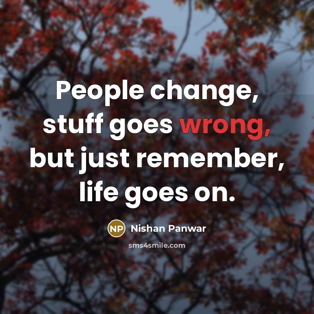 “People change, stuff goes wrong, but just remember, life goes on.” quote by Nishan Panwar