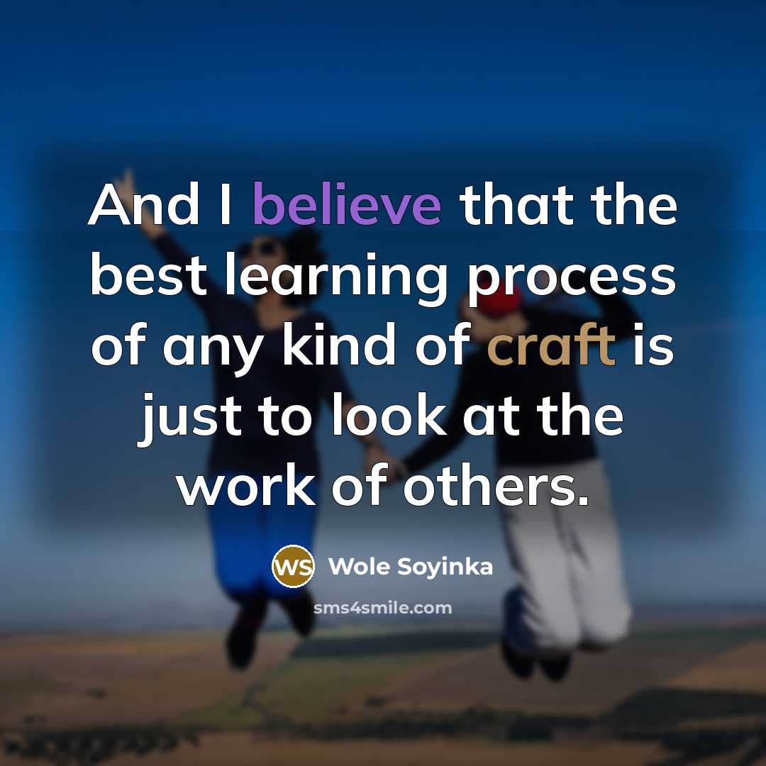 “And I believe that the best learning process of any kind of craft is just to look at the work of others.” quote by Wole Soyinka