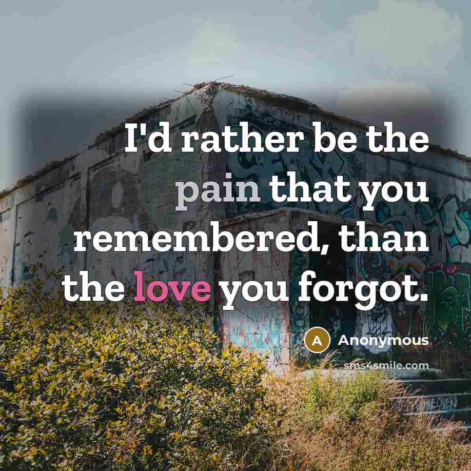 “I'd rather be the pain that you remembered, than the love you forgot.” quote by Anonymous