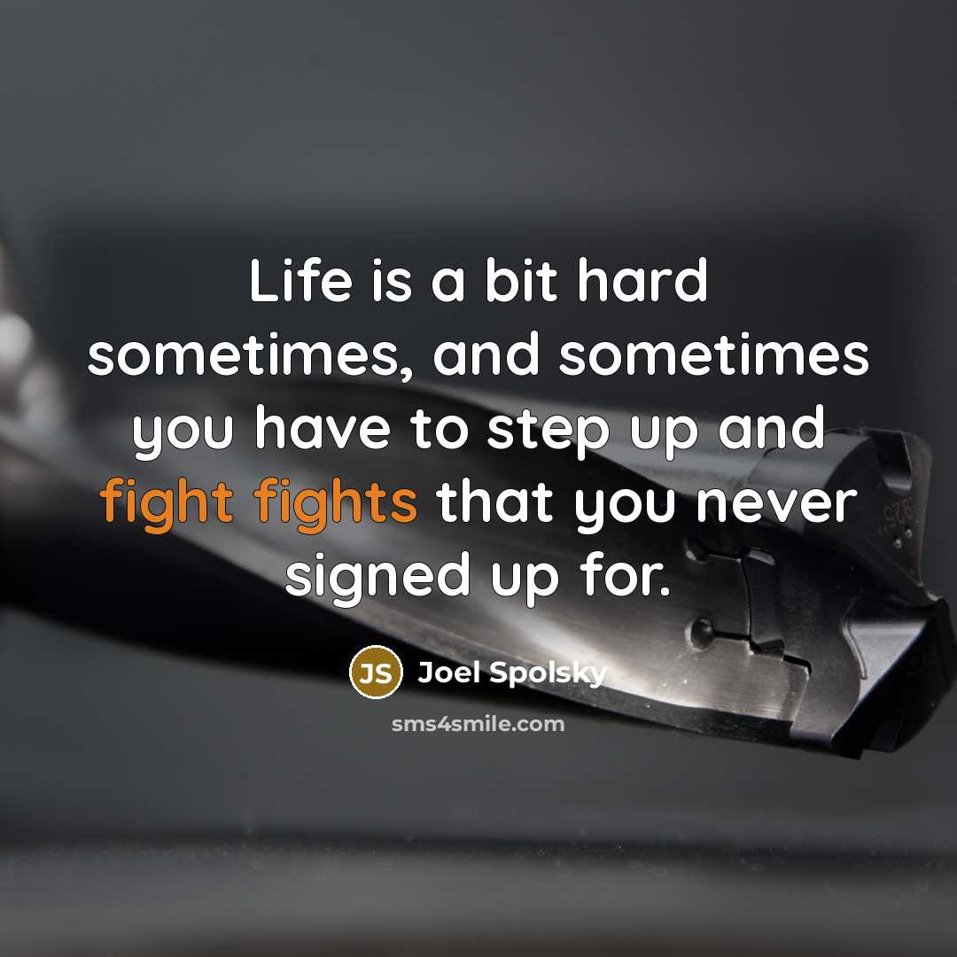 “Life is a bit hard sometimes, and sometimes you have to step up and fight fights that you never signed up for.” quote by Joel Spolsky