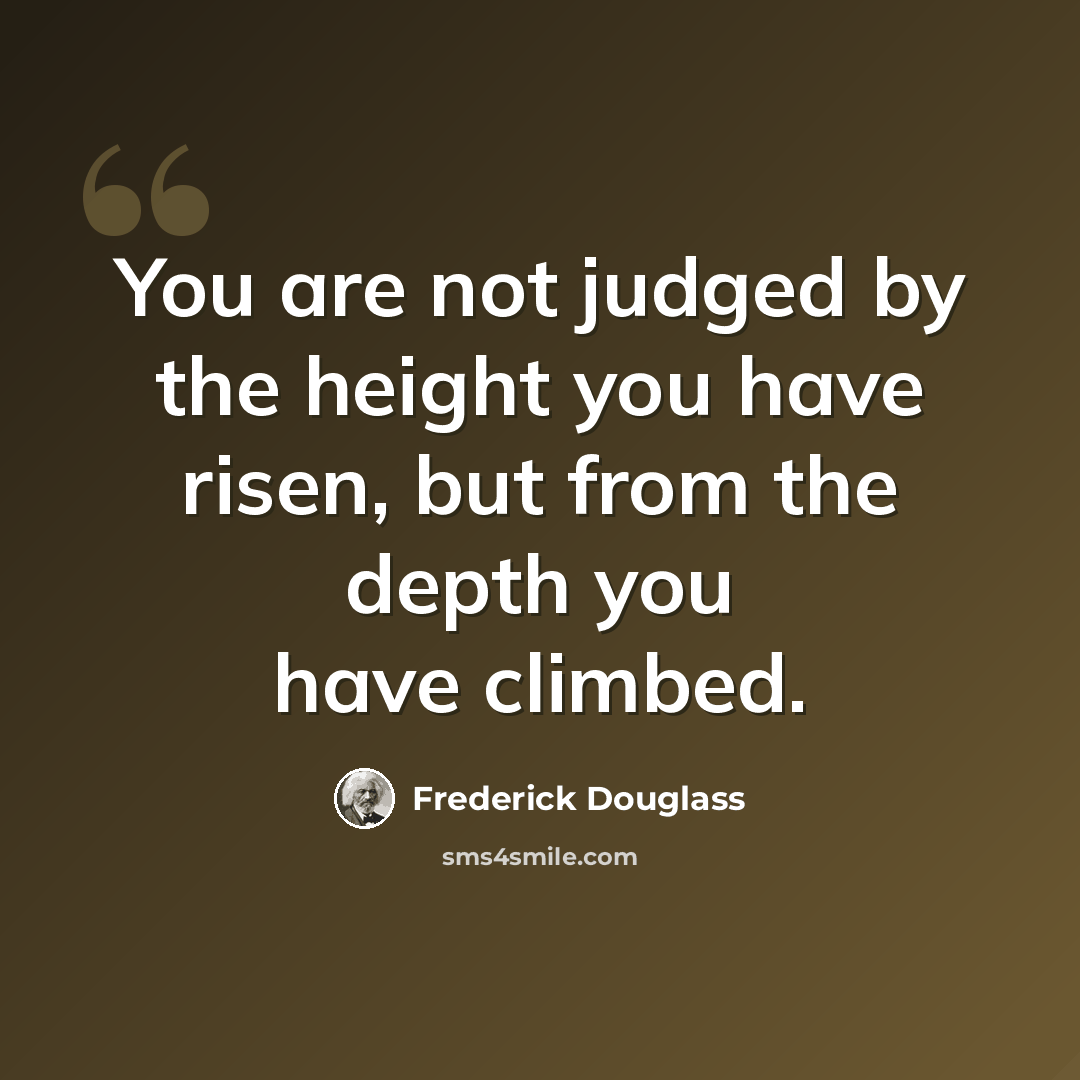 “You are not judged by the height you have risen, but from the depth you have climbed.” quote by Frederick Douglass