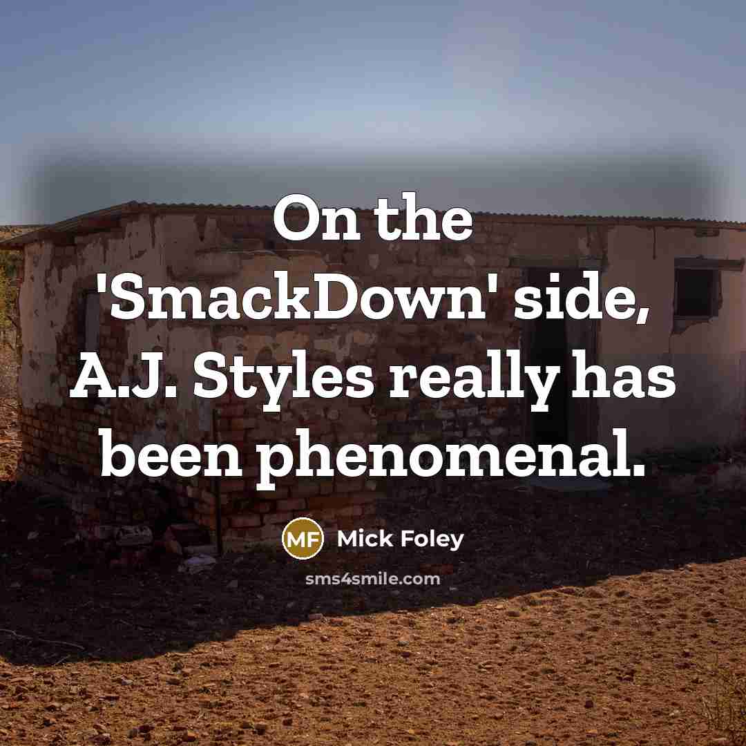“On the 'SmackDown' side, A.J. Styles really has been phenomenal.” quote by Mick Foley