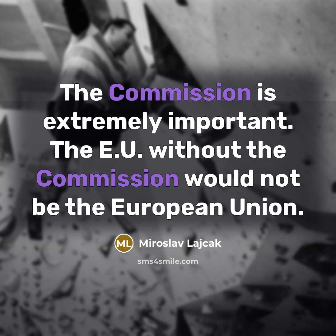 “The Commission is extremely important. The E.U. without the Commission would not be the European Union.” quote by Miroslav Lajcak