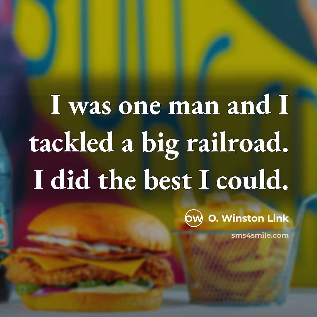 “I was one man and I tackled a big railroad. I did the best I could.” quote by O. Winston Link
