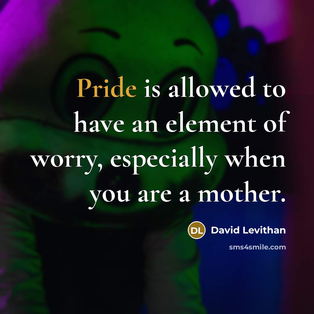 “Pride is allowed to have an element of worry, especially when you are a mother.” quote by David Levithan