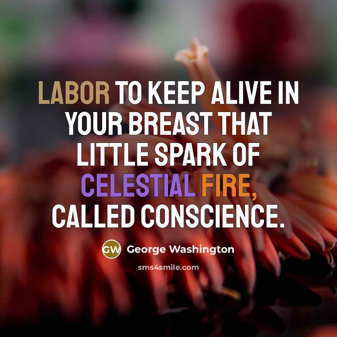 “Labor to keep alive in your breast that little spark of celestial fire, called conscience.” quote by George Washington