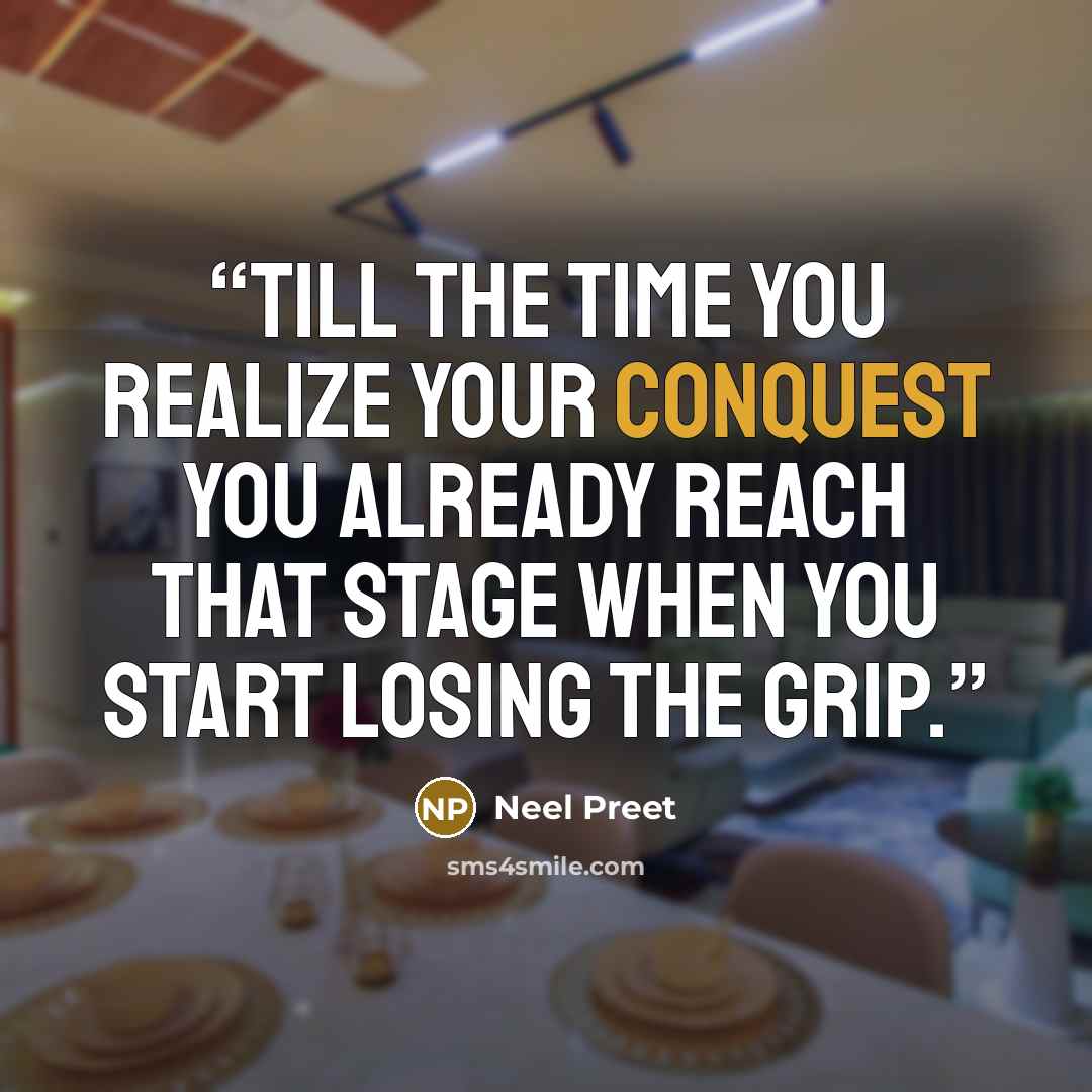 “Till the time you realize your conquest you already reach that stage when you start losing the grip.” quote by Neel Preet