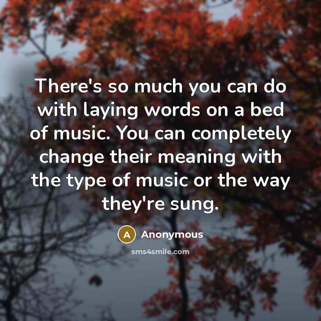 “There's so much you can do with laying words on a bed of music. You can completely change their meaning with the type of music or the way they're sung.” quote by Anonymous