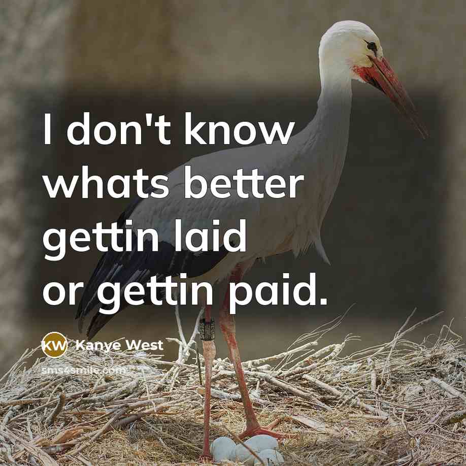 “I don't know whats better gettin laid or gettin paid.” quote by Kanye West