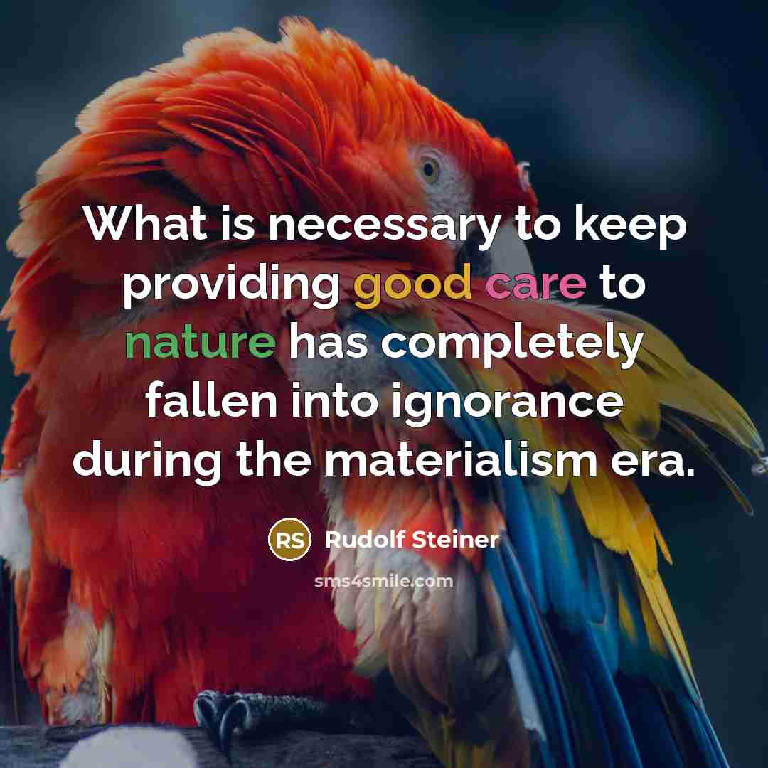 “What is necessary to keep providing good care to nature has completely fallen into ignorance during the materialism era.” quote by Rudolf Steiner