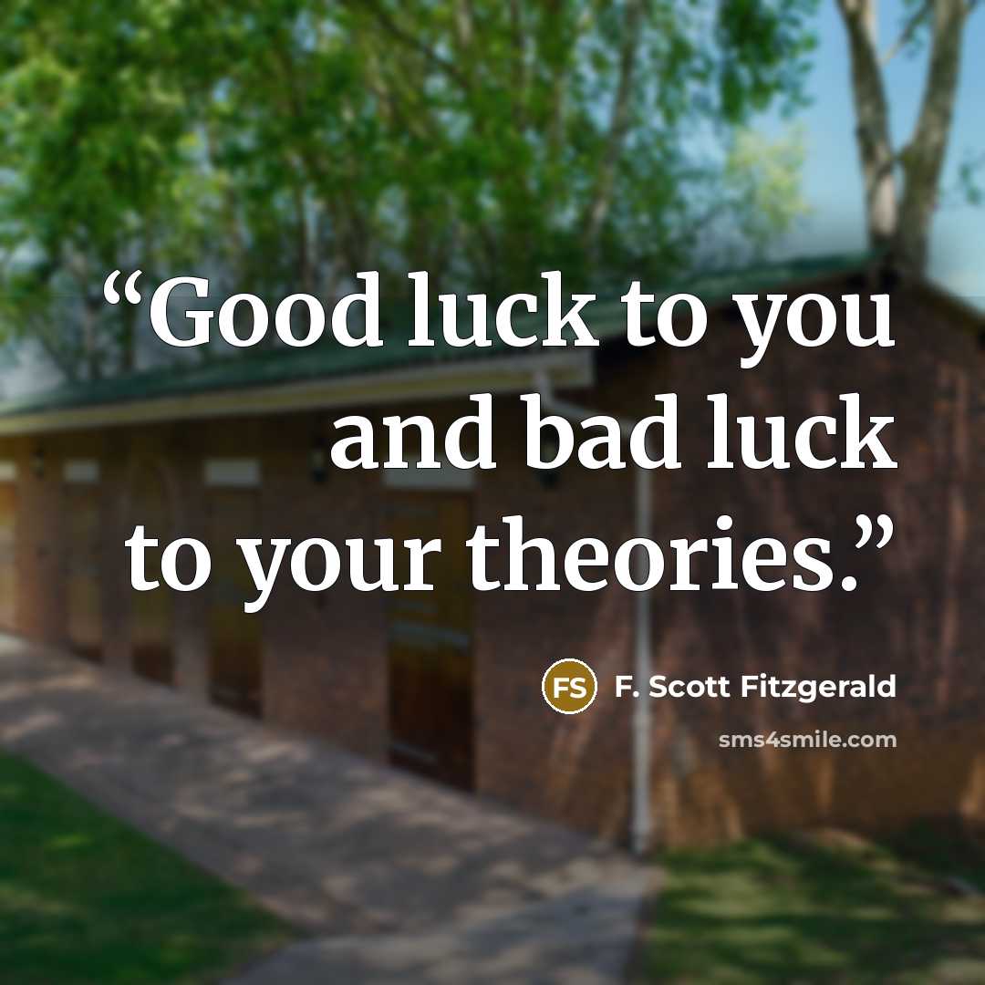 “Good luck to you and bad luck to your theories.” quote by F. Scott Fitzgerald