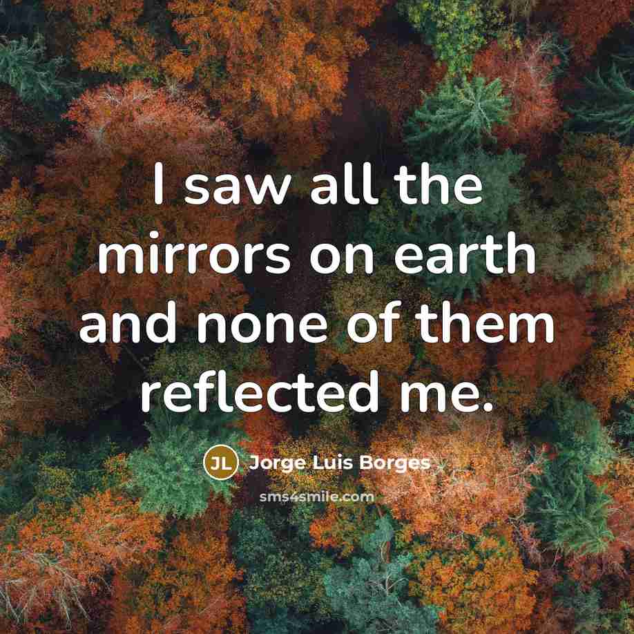 “I saw all the mirrors on earth and none of them reflected me.” quote by Jorge Luis Borges