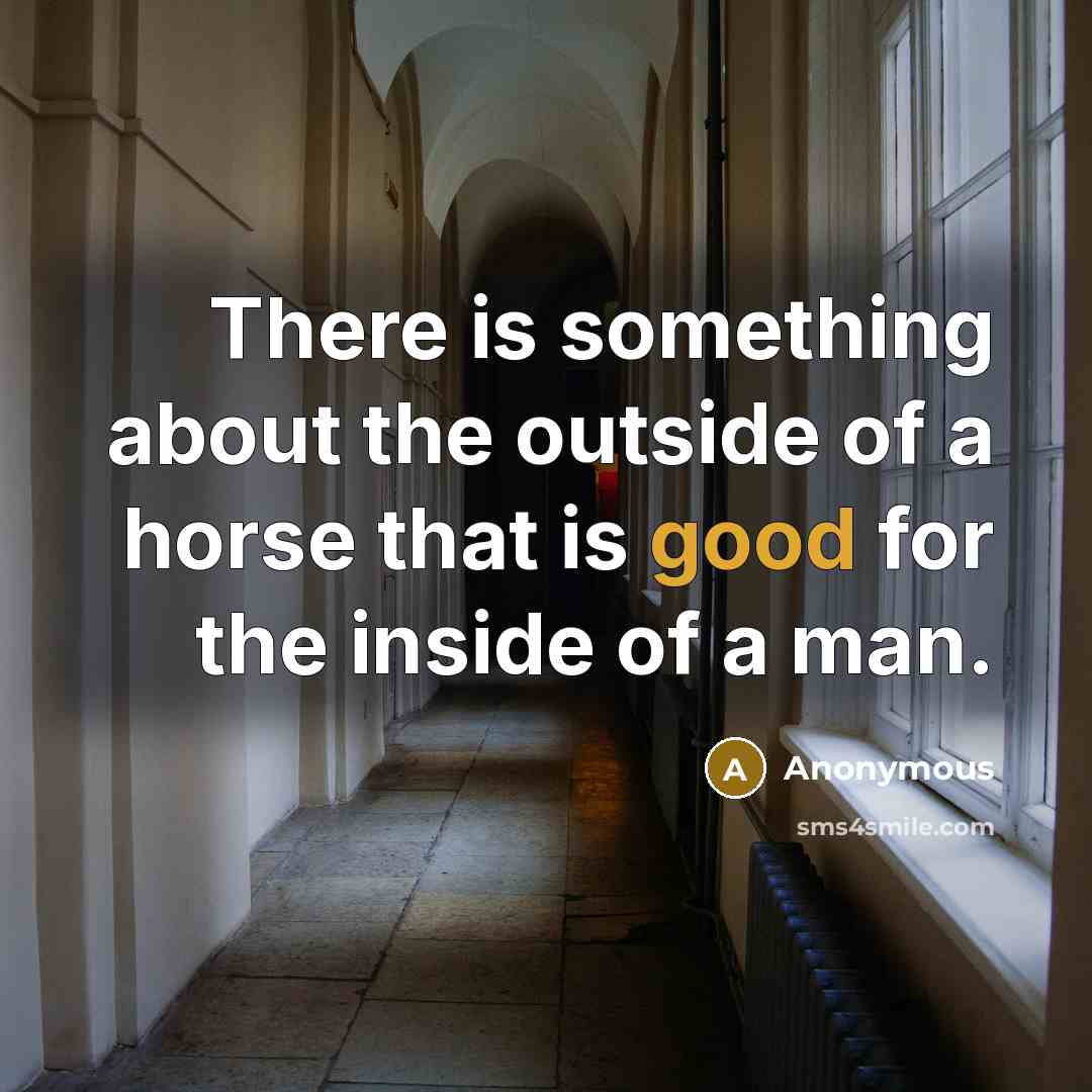 “There is something about the outside of a horse that is good for the inside of a man.” quote by Anonymous