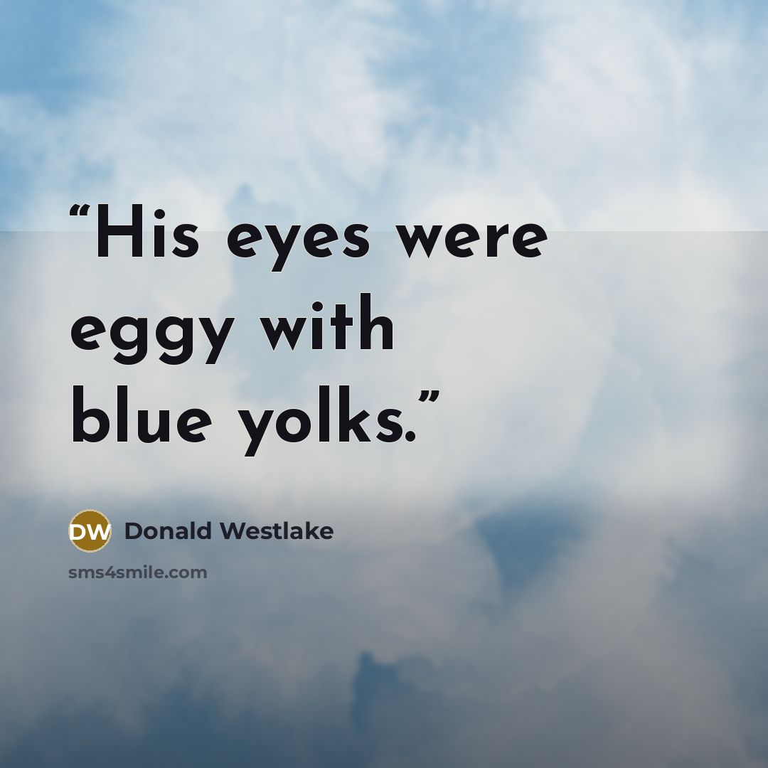 “His eyes were eggy with blue yolks.” quote by Donald Westlake