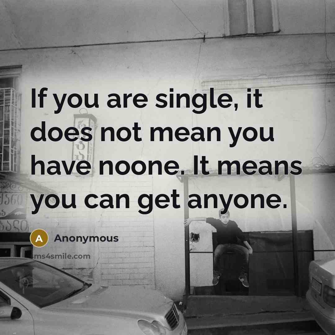 “If you are single, it does not mean you have noone. It means you can get anyone.” quote by Anonymous