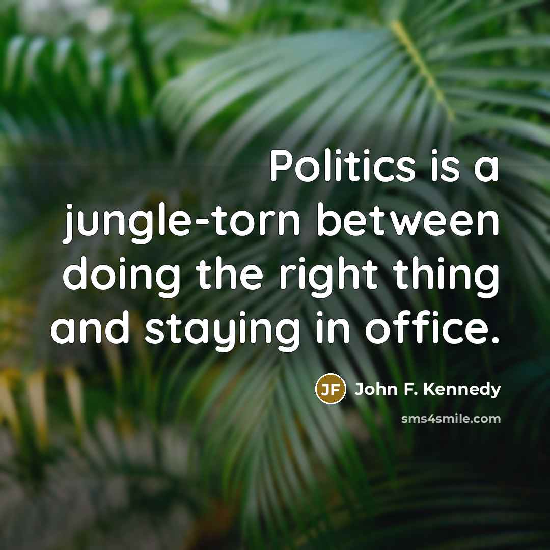 “Politics is a jungle-torn between doing the right thing and staying in office.” quote by John F. Kennedy