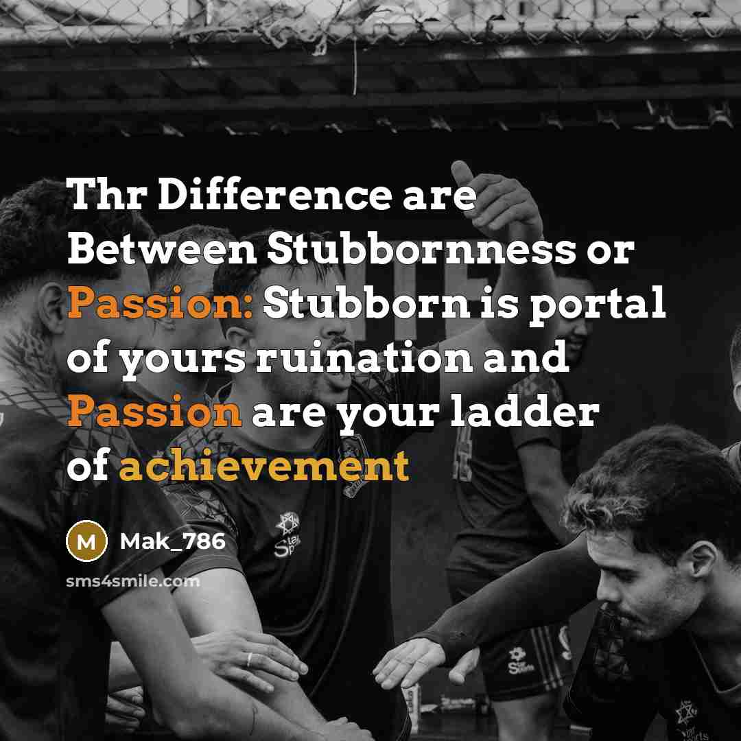 “Thr Difference are Between Stubbornness or Passion: Stubborn is portal of yours ruination and Passion are your ladder of achievement” quote by Mak_786
