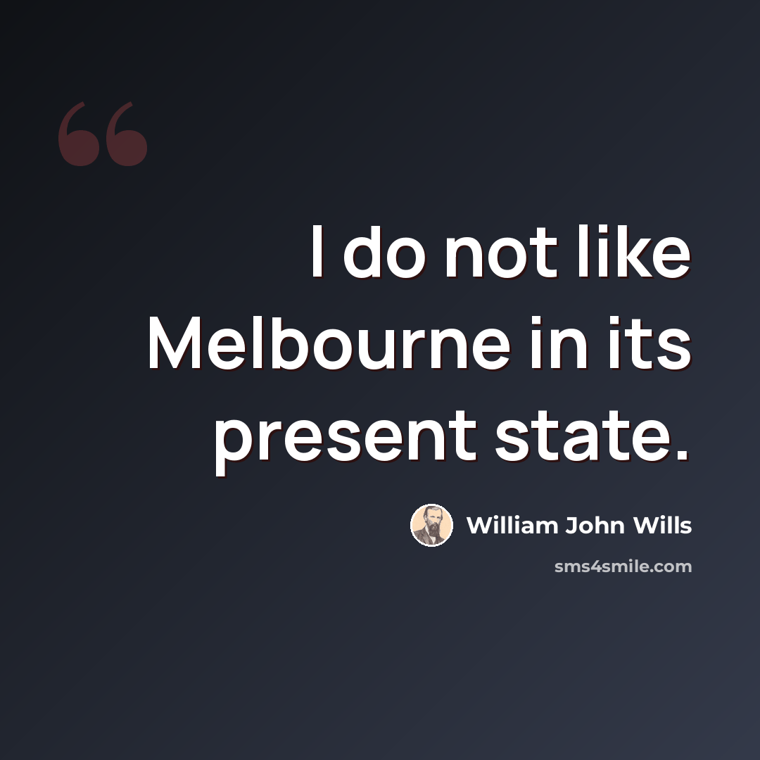 “I do not like Melbourne in its present state.” quote by William John Wills