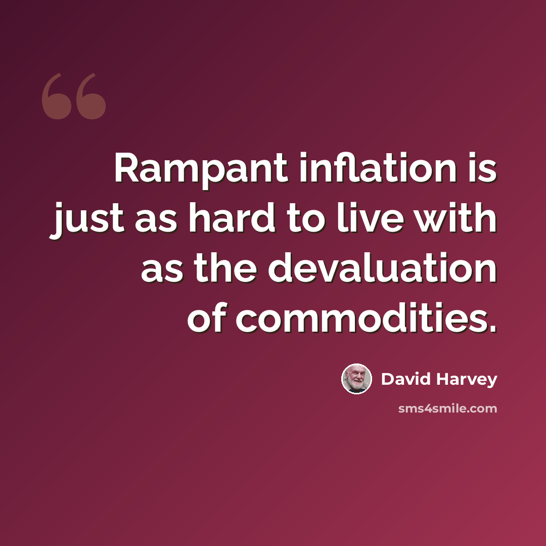 “Rampant inflation is just as hard to live with as the devaluation of commodities.” quote by David Harvey