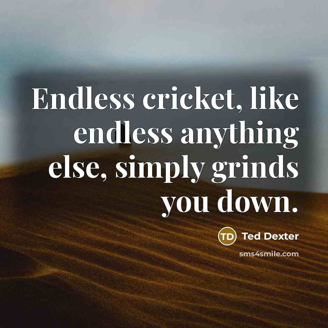 “Endless cricket, like endless anything else, simply grinds you down.” quote by Ted Dexter