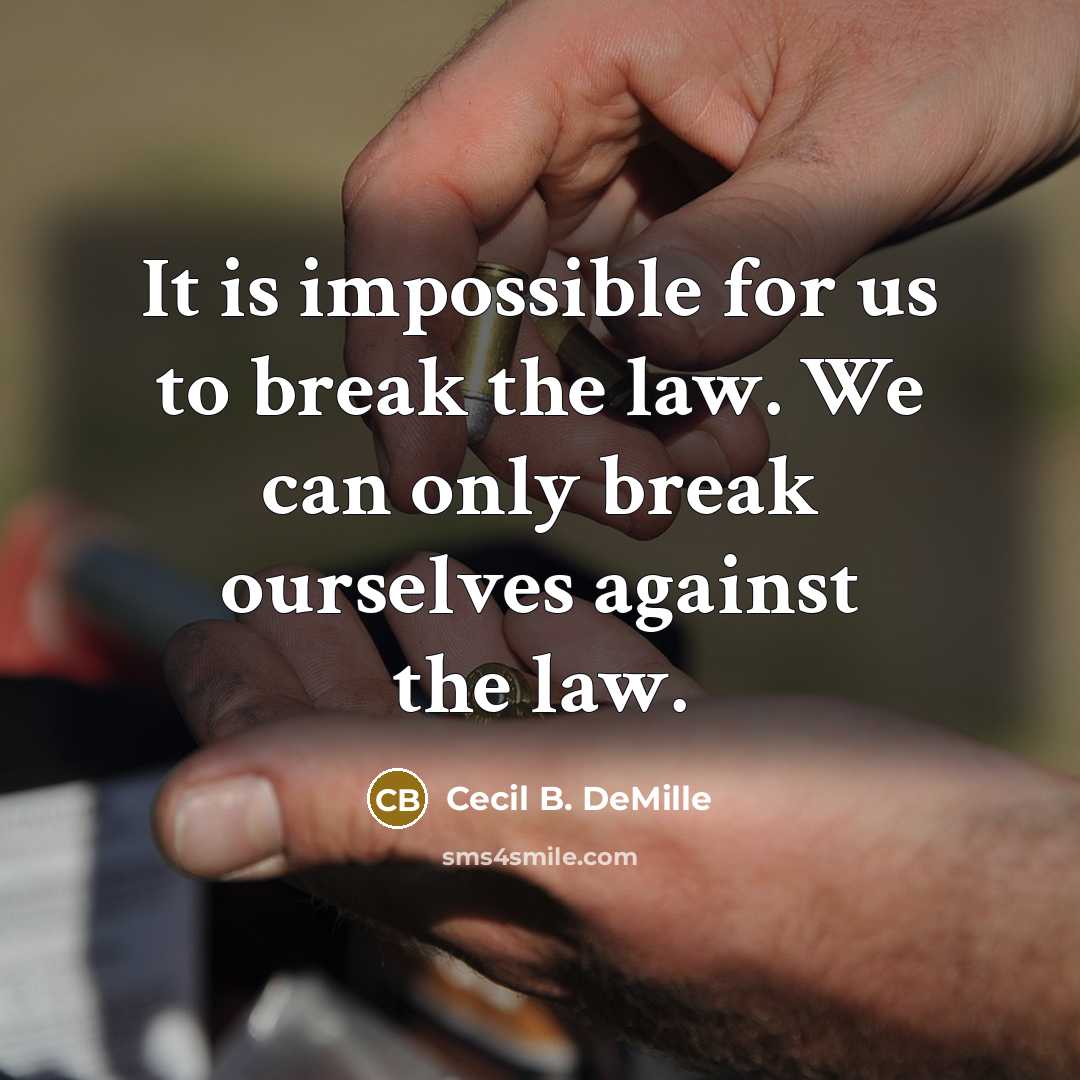 “It is impossible for us to break the law. We can only break ourselves against the law.” quote by Cecil B. DeMille